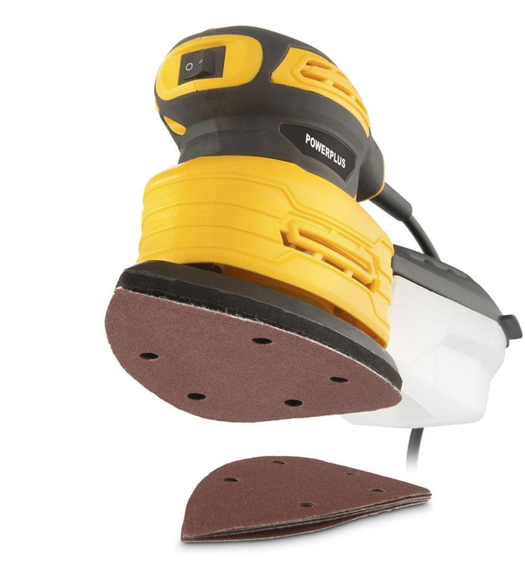 Powerplus elektrischer Handschleifer powx04800 – 180-W-Multischleifer – 5 Schleifblätter, Staubsammler
