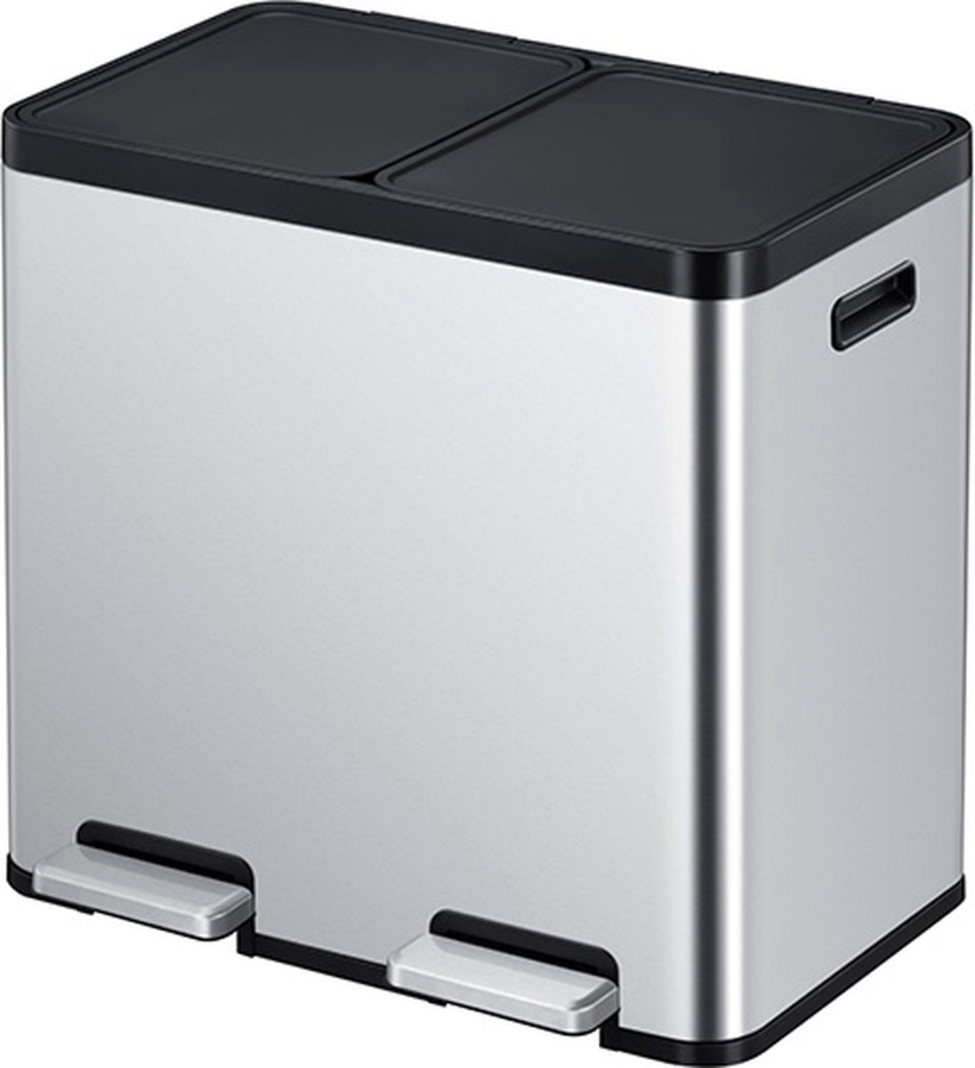 Eko - Essential 1 Recycler Treteimer 22+22 Liter - Edelstahl Kunststoff - mattierter Edelstahl - Abfalleimer