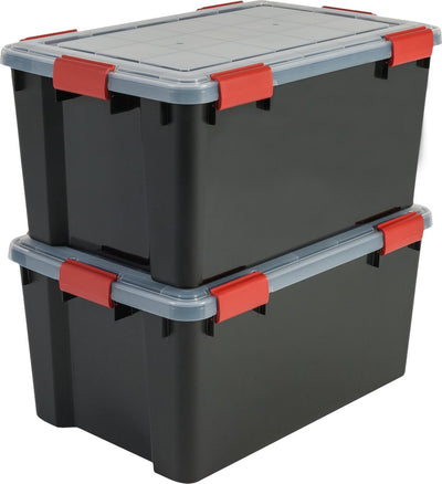 Luftdichte Aufbewahrungsbox Iris – 50 l – Kunststoff – Schwarz Rot – 2er-Set