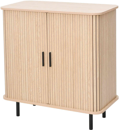 Mano Freizeit-Sideboard mit Schiebetür – Schrank 80 x 40 x 85 cm – Eichenholzoptik, schwarzes Metall
