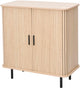 Mano Freizeit-Sideboard mit Schiebetür – Schrank 80 x 40 x 85 cm – Eichenholzoptik, schwarzes Metall