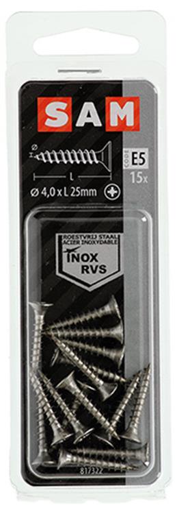 Mack 1019740 - Spanplattenschraube VZ-Kopf Edelstahl 15 Stück 4,0 x 25 mm | 10 Stück