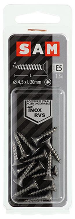 Mack 1019746 – Spanplattenschraube VZ-Kopf Edelstahl 13 Stück 4,5 x 20 mm | 10 Stück