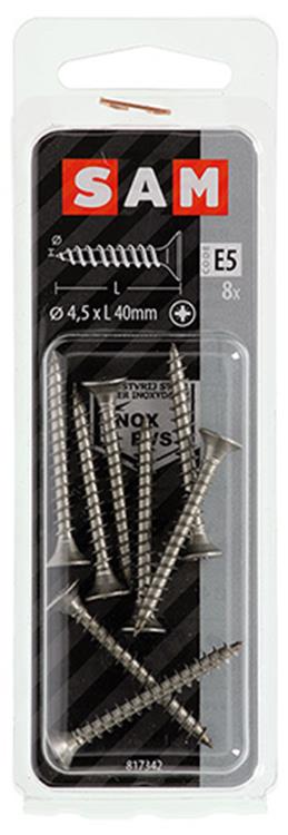 Mack 1019750 - Spanplattenschraube VZ-Kopf Edelstahl 8 Stück 4,5 x 40 mm | 10 Stück