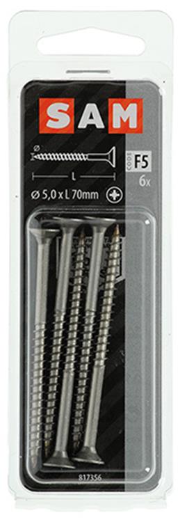 Mack 1019757 - Spanplattenschraube VZ-Kopf Edelstahl 6 Stück 5,0 x 70 mm | 10 Stück