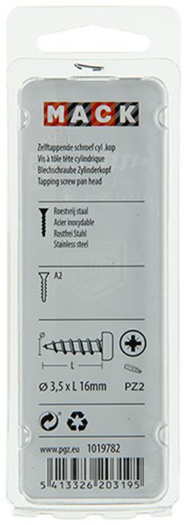 Mack 1019782 – selbstschneidende Schraube Zylinderkopf A2 13 Stück 3,5 x 16 mm | 10 Stück