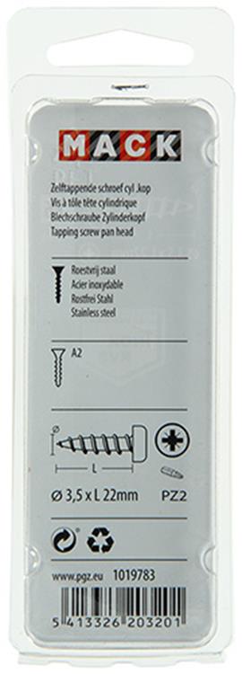 Mack 1019783 - Blechschraube Zylinderkopf A2 11 Stück 3,5 x 22 mm | 10 Stück