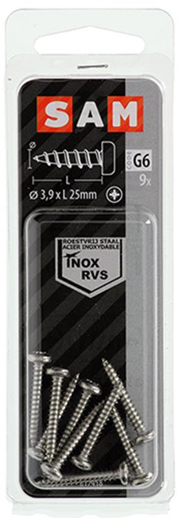 Mack 1019787 - Blechschraube Zylinderkopf A2 9 Stück 3,9 x 25 mm | 10 Stück