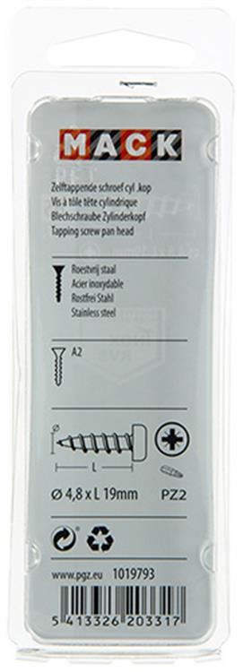 Mack 1019793 - Blechschraube Zylinderkopf A2 9 Stück 4,8 x 19 mm | 10 Stück