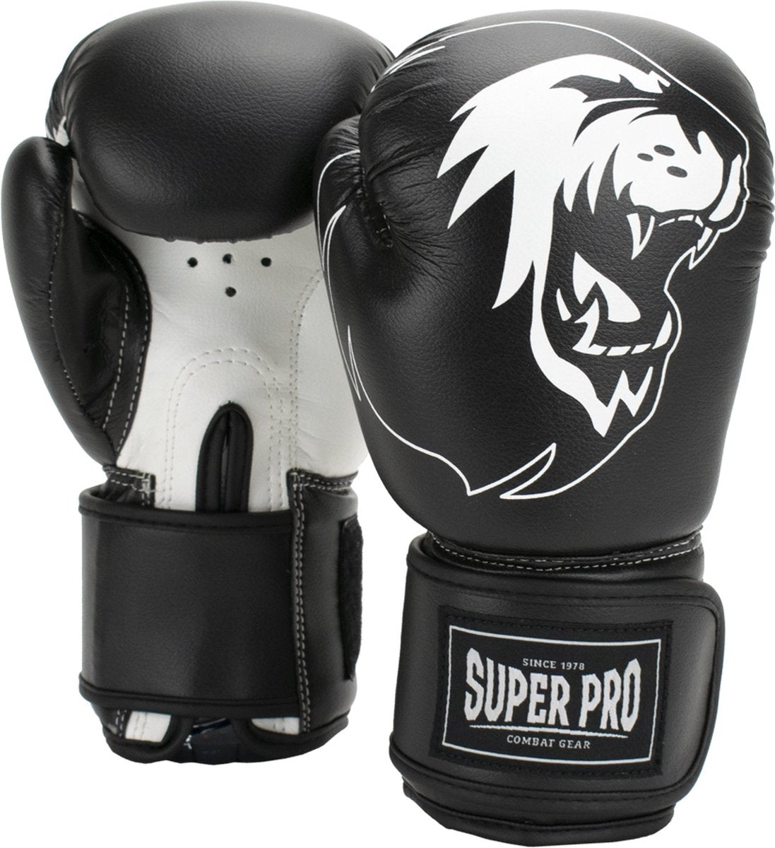 Super Pro Combat Gear Talent (Kick)Boxhandschuhe schwarz und weiß 10oz