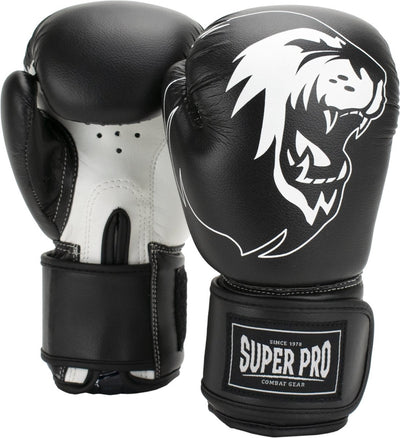 Super Pro Combat Gear Talent (Kick)Boxhandschuhe schwarz und weiß 10oz