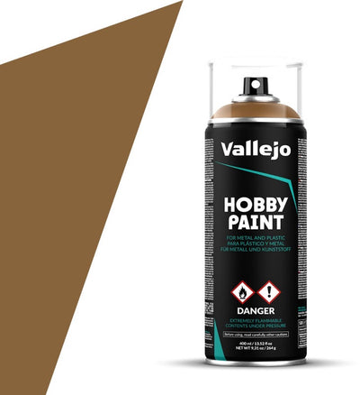 Vallejo Hobbyfarbe – 28014 Lederbraune Grundierung – Spray – Farbaerosoldose – 400 ml