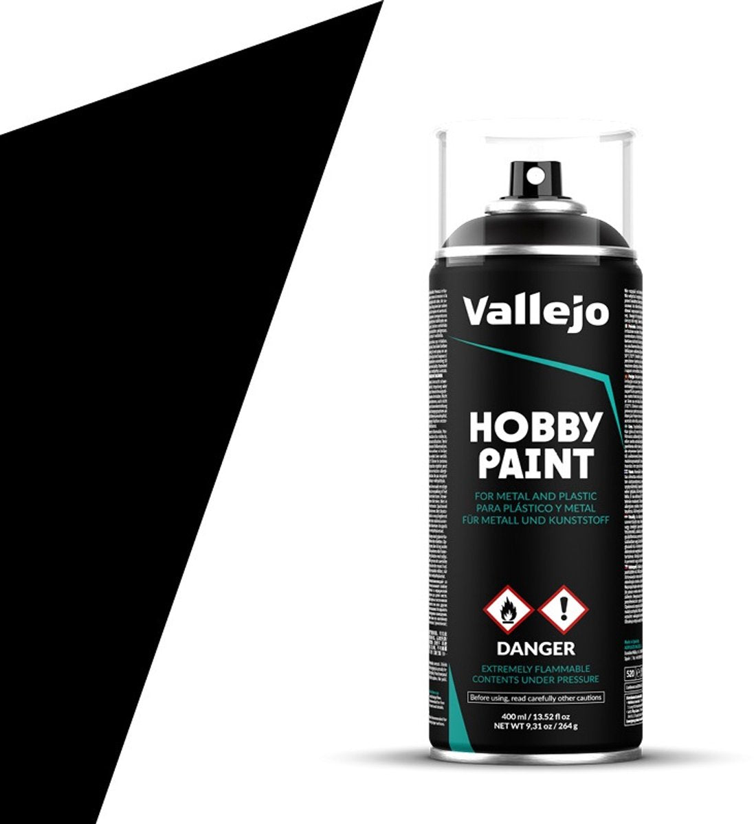 Vallejo Hobbyfarbe – 28012 schwarze Grundierung – Spray – Farbaerosoldose – 400 ml