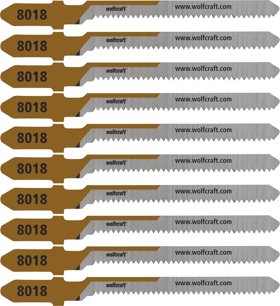 Wolfcraft – Triplex-Stichsägeblätter – 10 Stück – 20 mm – sauberer Kurvenschnitt – T-Schaft – 8018100