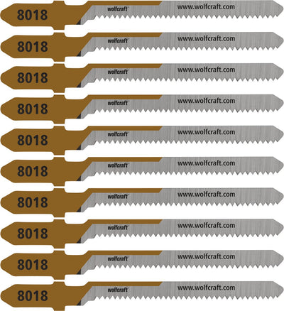 Wolfcraft – Triplex-Stichsägeblätter – 10 Stück – 20 mm – sauberer Kurvenschnitt – T-Schaft – 8018100