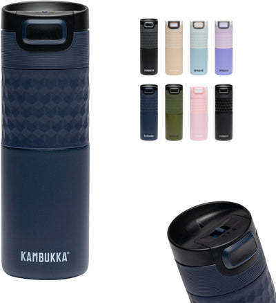 Kambukka Etna Grip Thermobecher 500 ml – Kaffeebecher to go – doppelwandig mit 3in1-Deckel – leicht zu reinigen – auslaufsicherer Kaffeebecher – Teebecher – Reisebecher – blau