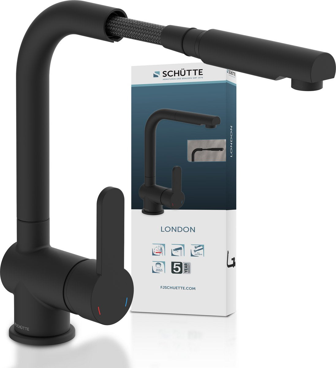 Schütte Schütte Kitchen Mixer mit ausziehbarem Londoner Mattzwart Spout