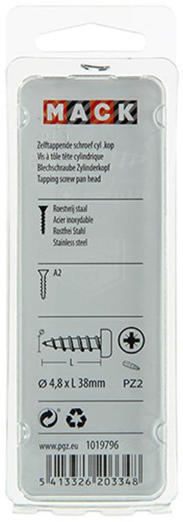 Mack 1019796 - Blechschraube Zylinderkopf A2 6 Stück 4,8 x 38 mm | 10 Stück