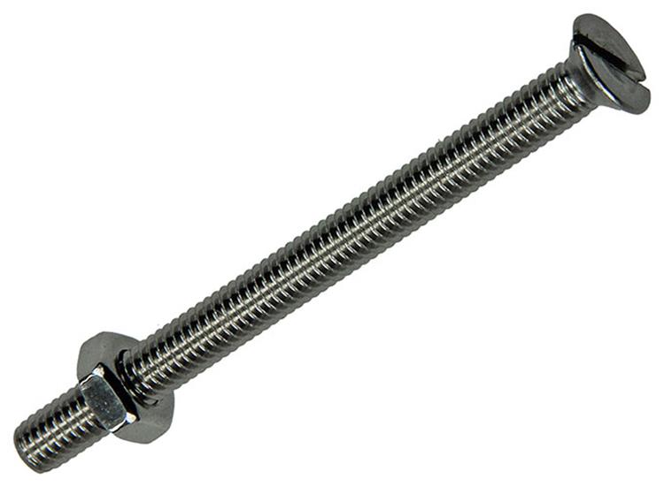 Mack 1019809 – Metallschraube verzinkt. Kopf + Mutter Edelstahl 7 Stk. M4x50 | 10 Stück
