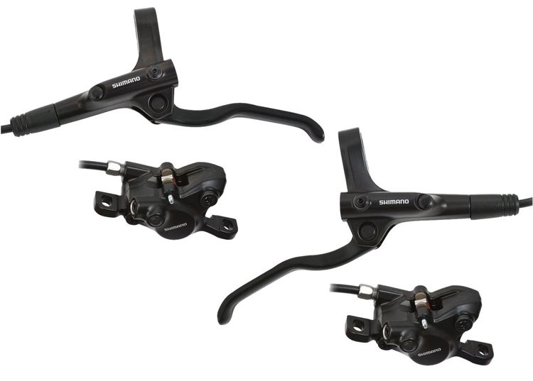 Shimano hydraulisches Scheibenbremsen-Set MT200 vorne und hinten – ohne Bremsscheibe – schwarz