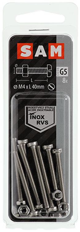Mack 1019822 - Metallschraubzyl. Kopf + Mutter Edelstahl 8 Stk. M4x40 | 10 Stück