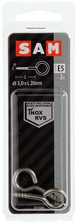 Mack 1019892 - Schraubauge Edelstahl 2 Stück 3,0 x 20 mm | 10 Stück