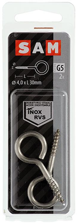 Mack 1019893 - Schraubauge Edelstahl 2 Stück 4,0x30 mm | 10 Stück