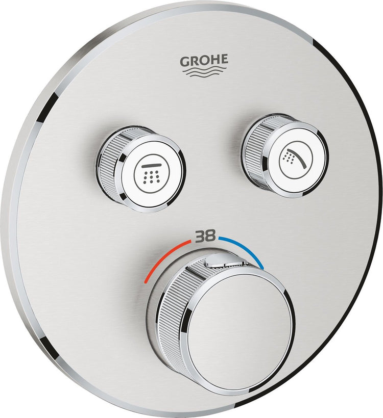 Grohe Grohtherm SmartControl Thermostat-Duscharmatur – Einbau – mit Umstellung – Edelstahl (Supersteel)