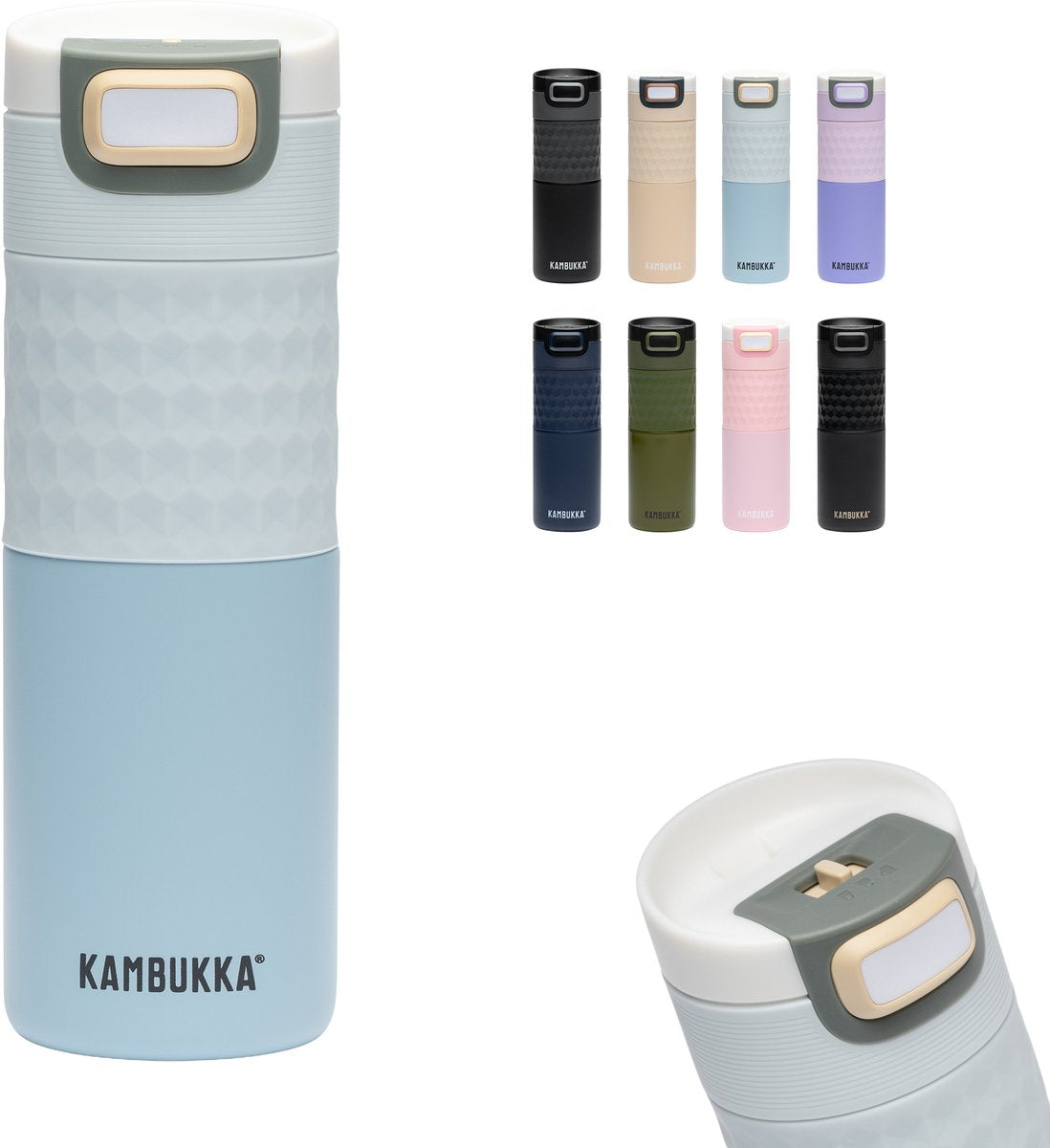 Kambukka Etna Grip Thermobecher 500 ml – leicht zu reinigen – auslaufsicherer Kaffeebecher – luftiges Blau