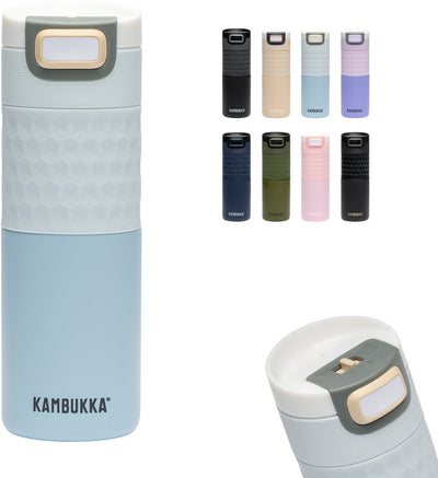 Kambukka Etna Grip Thermobecher 500 ml – leicht zu reinigen – auslaufsicherer Kaffeebecher – luftiges Blau