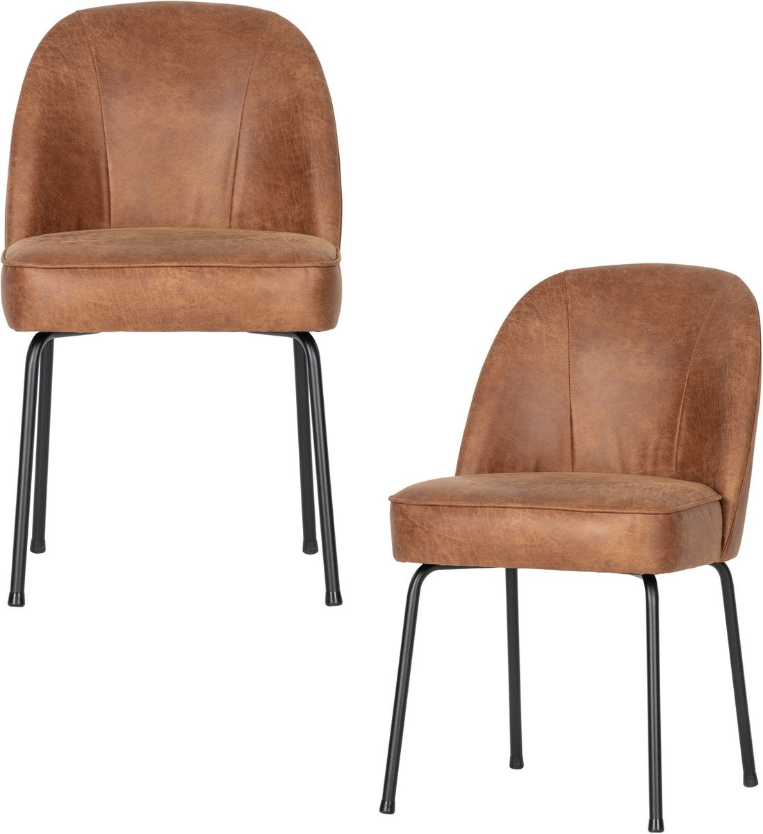 Woood Vogue Esszimmerstühle – Leder – Cognac – 2er-Set