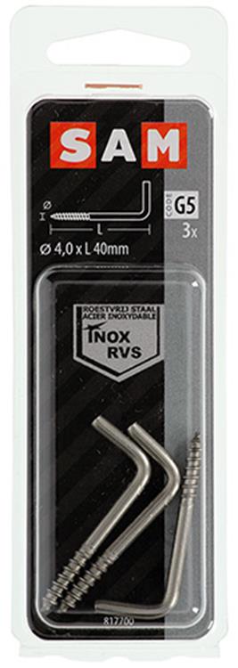 Mack 1019900 - Rändelschraube Edelstahl 3 Stück 4,0x40 mm | 10 Stück