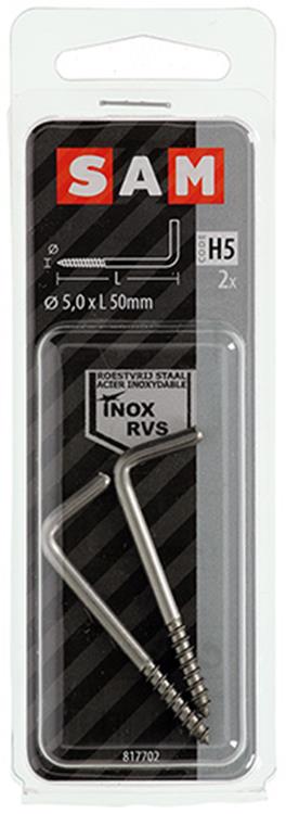Mack 1019901 - Rändelschraube Edelstahl 2 Stück 5,0x50 mm | 10 Stück