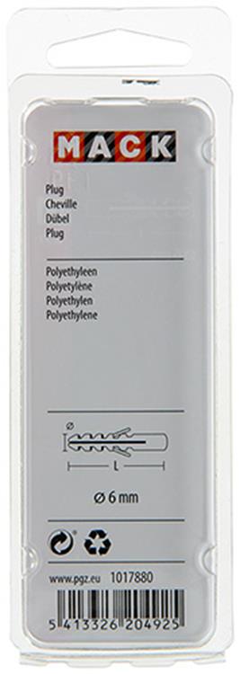 Mack 1017880 - Stopfen Polyethylen 25 Stück 6 mm | 5 Stück