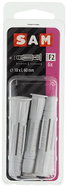 Mack 1017888 – Universalstecker mit Polyethylenkragen. 6 Stück 10 x 60 mm | 5 Stück