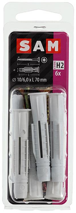 Mack 1017905 – Universalstecker + Schraube Polyeth6 Stk. 10 mm 6,0 x 70 mm | 5 Stück