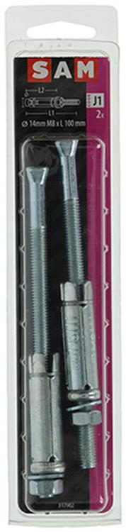 Mack 1019940 – Keilbolzen mit Gewindebolzen. verzinkt2 Stück m8 x 100 mm | 5 Stück