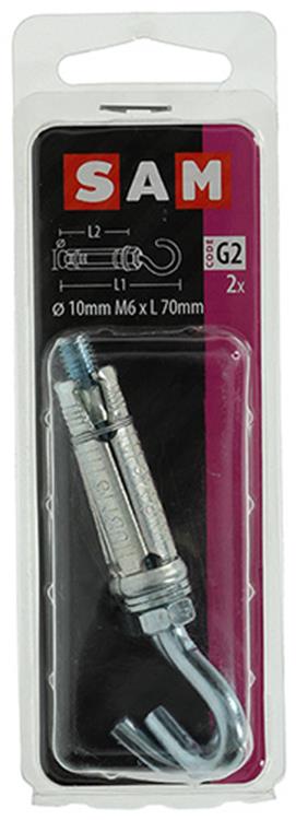 Mack 1019954 – Keilbolzen-Schraubhaken verzinkt 2 Stück M6x70 10x40 | 5 Stück
