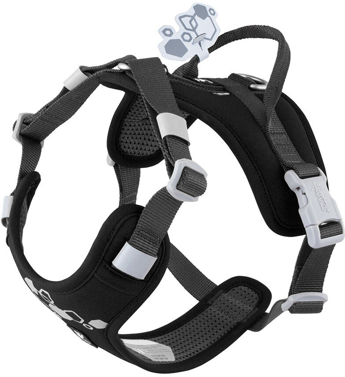 Hurtta Weekend Warrior-Geschirr, schwarz, Größe – 65–80 cm