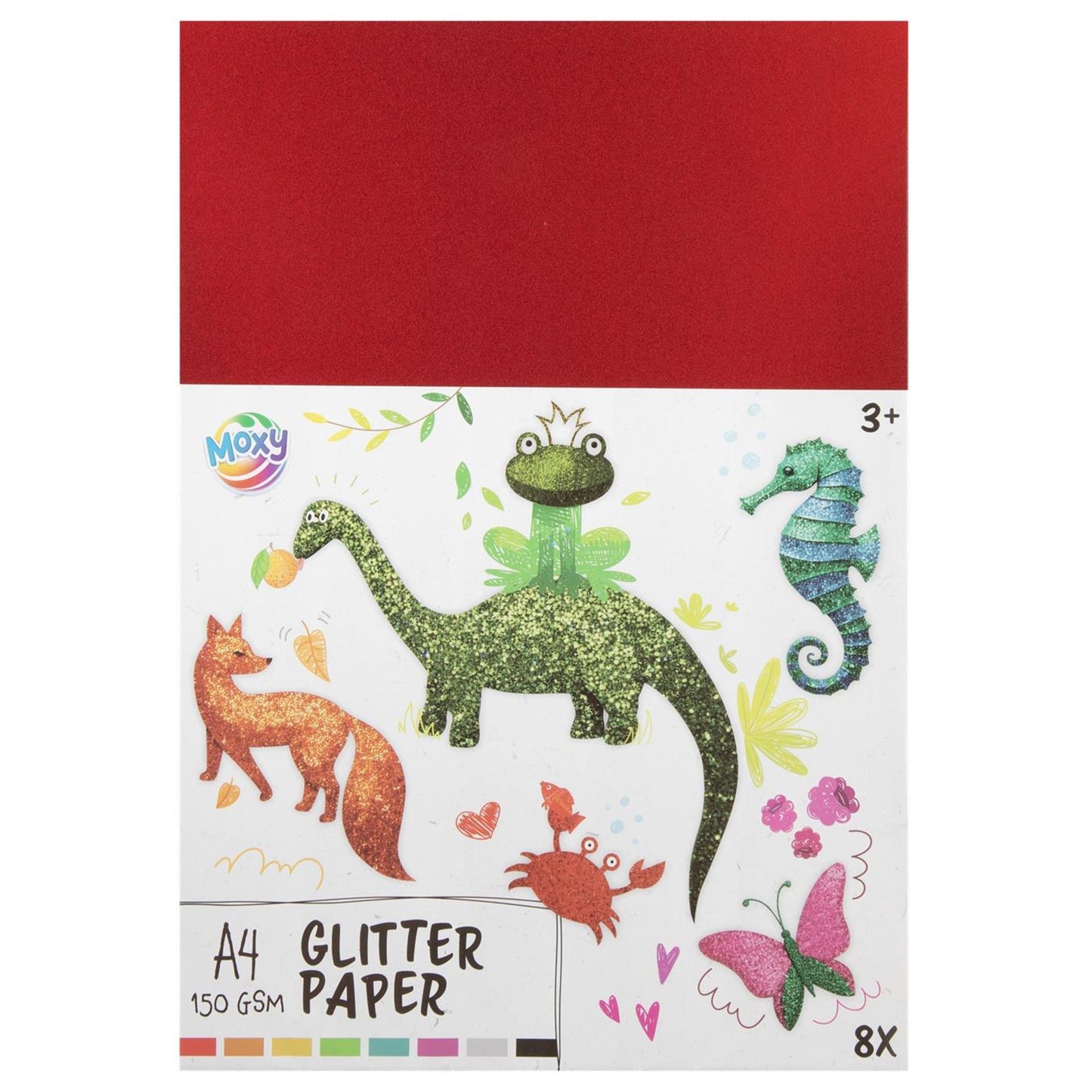 Kreative Handwerksgruppe Glitter Paper A4, 8 Blätter und 8 Farben