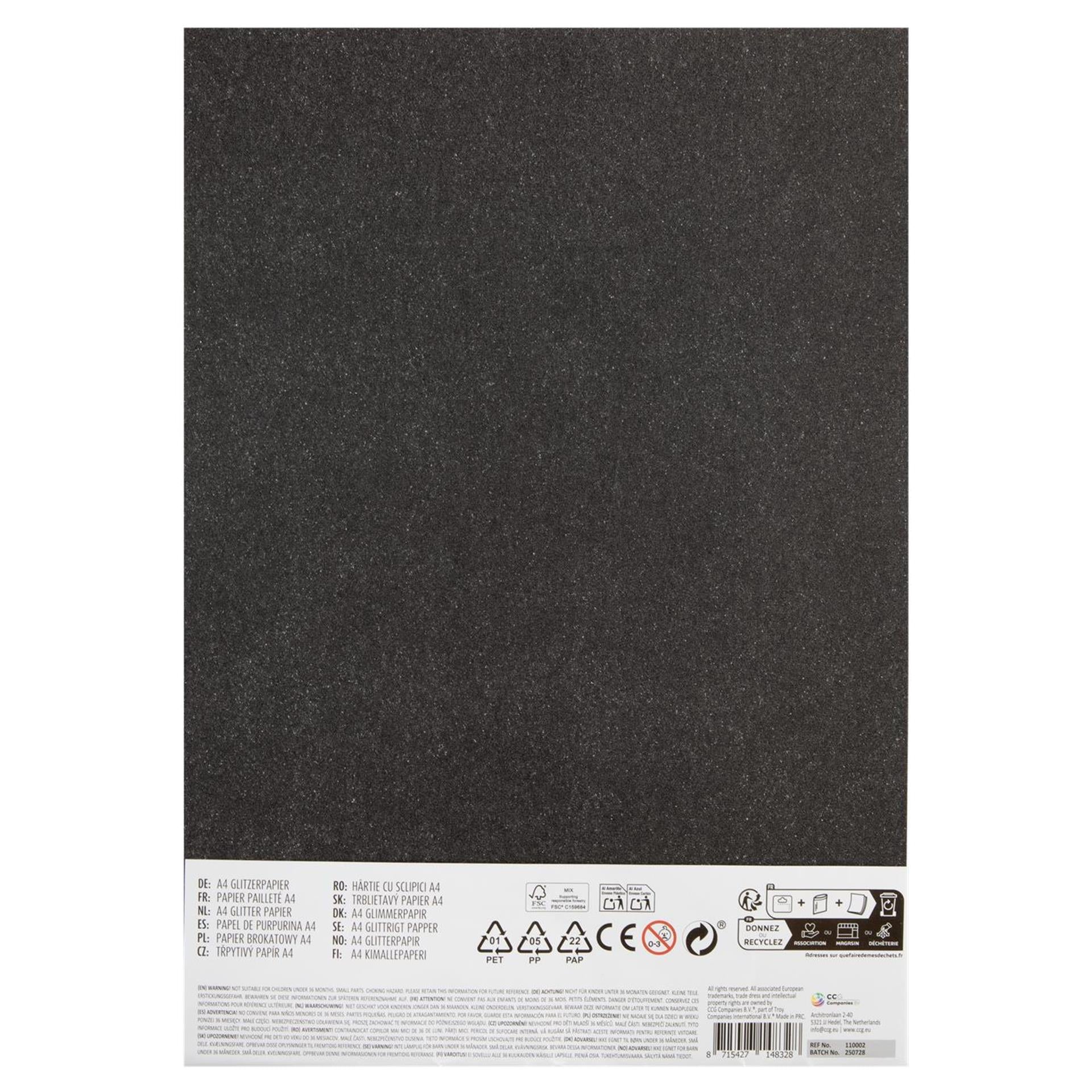 Kreative Handwerksgruppe Glitter Paper A4, 8 Blätter und 8 Farben