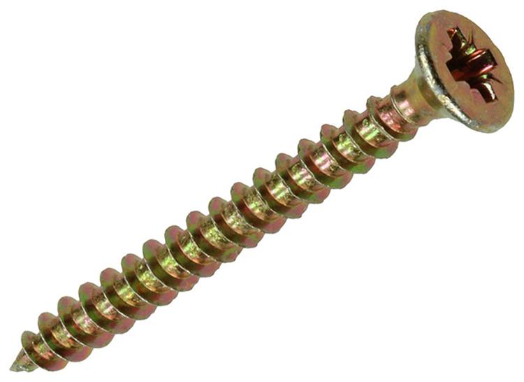 Mack 1017966 – Spanplattenschraube mit Kopf gelb beschichtet. 65 Stück 3,5 x 35 mm | 5 Stück