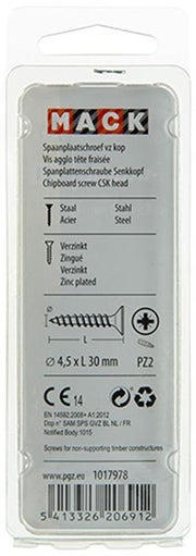 Mack 1017978 – Spanplattenschraube mit Kopf gelb beschichtet. 50 Stück 4,5 x 30 mm | 5 Stück - afbeelding 2