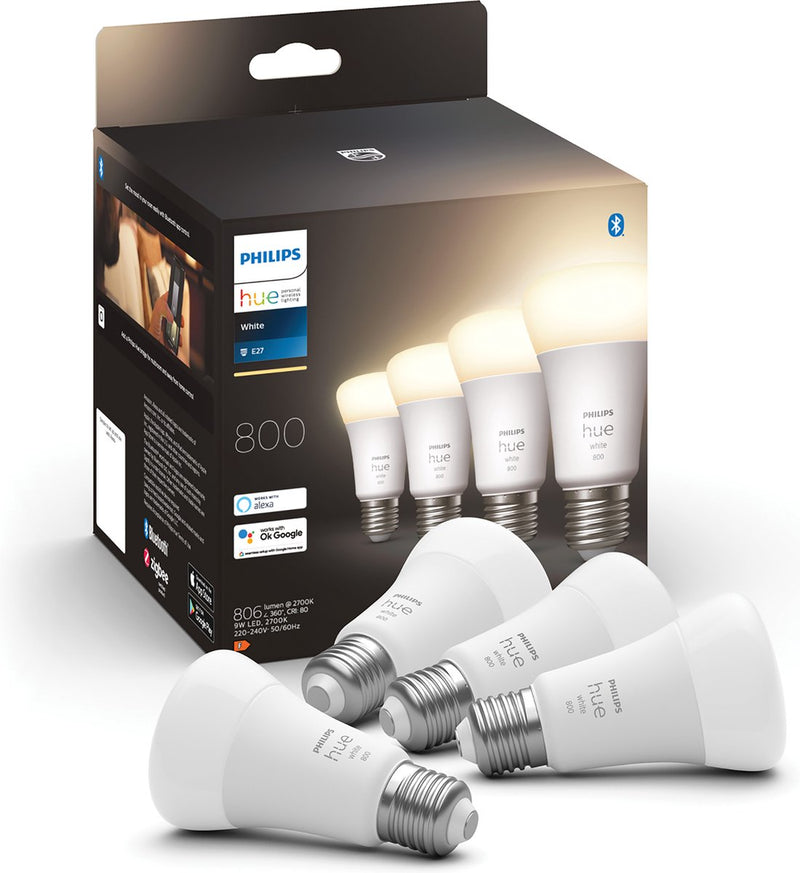Philips Hue Standardlampe – warmweißes Licht – 4er-Pack – E27 – 800 lm