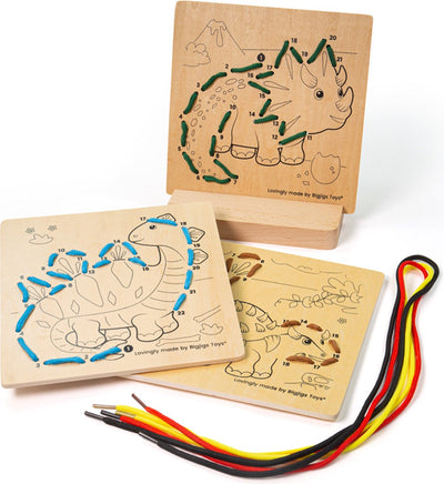 Bigjigs String auf Nummer Dinosaurier Holz