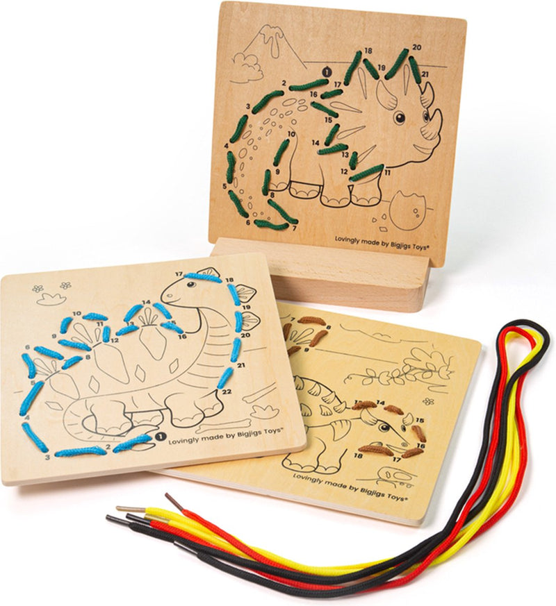 Bigjigs String auf Nummer Dinosaurier Holz
