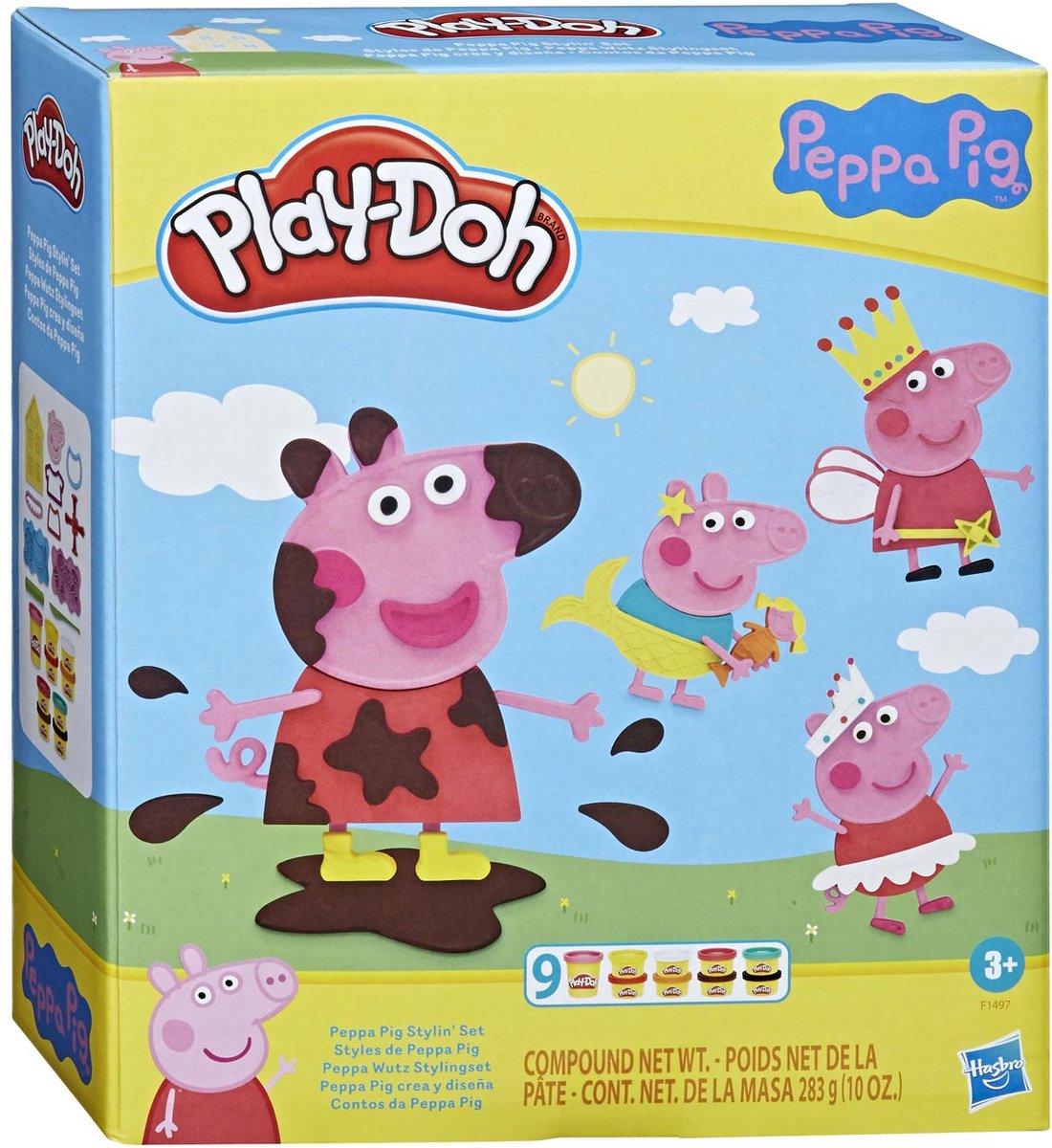 Play-Doh Peppa Pig Styling-Spielset – Modelliermasse – inklusive 9 Töpfen