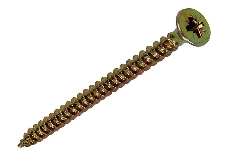 Mack 1017982 – Spanplattenschraube mit Kopf gelb beschichtet. 25 Stück 4,5 x 60 mm | 5 Stück