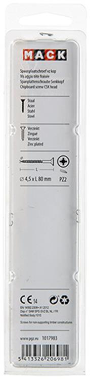 Mack 1017983 – Spanplattenschraube mit Kopf gelb beschichtet. 20 Stück 4,5 x 80 mm | 5 Stück