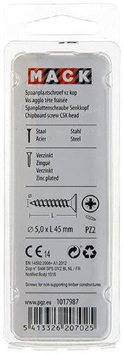 Mack 1017987 – Spanplattenschraube mit Kopf gelb beschichtet. 27 Stück 5,0 x 45 mm | 5 Stück - afbeelding 3